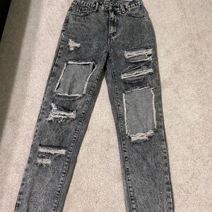 Distressed Black Women's Jeans